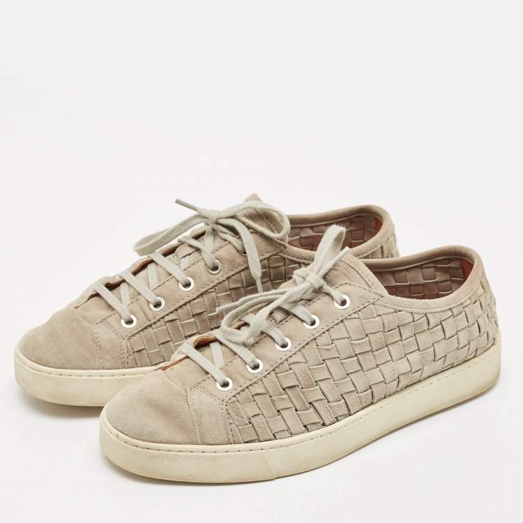 Pre Owned Santoni Grey Suede Low Top Sneakers Size 40