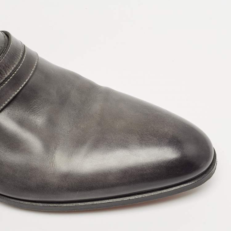 Pre Owned Santoni Grey Ombre Leather Ankle Boots Size 44