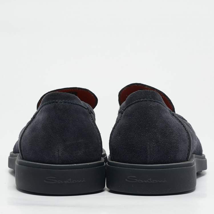 Pre Owned Santoni Grey Suede Slip On Sneakers Size 44
