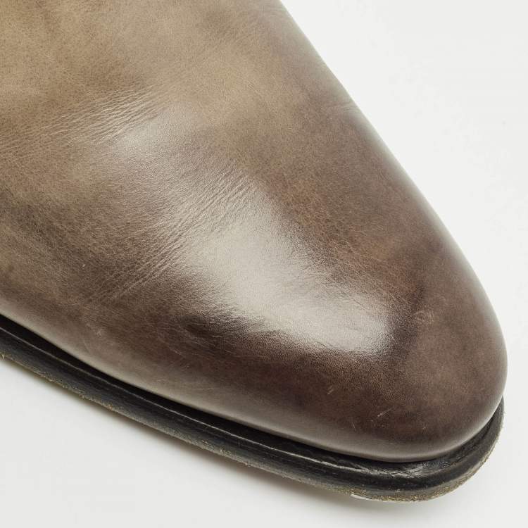 Pre Owned Santoni Beige/Brown Ombre Leather Lace Up Oxfords Size 41.5