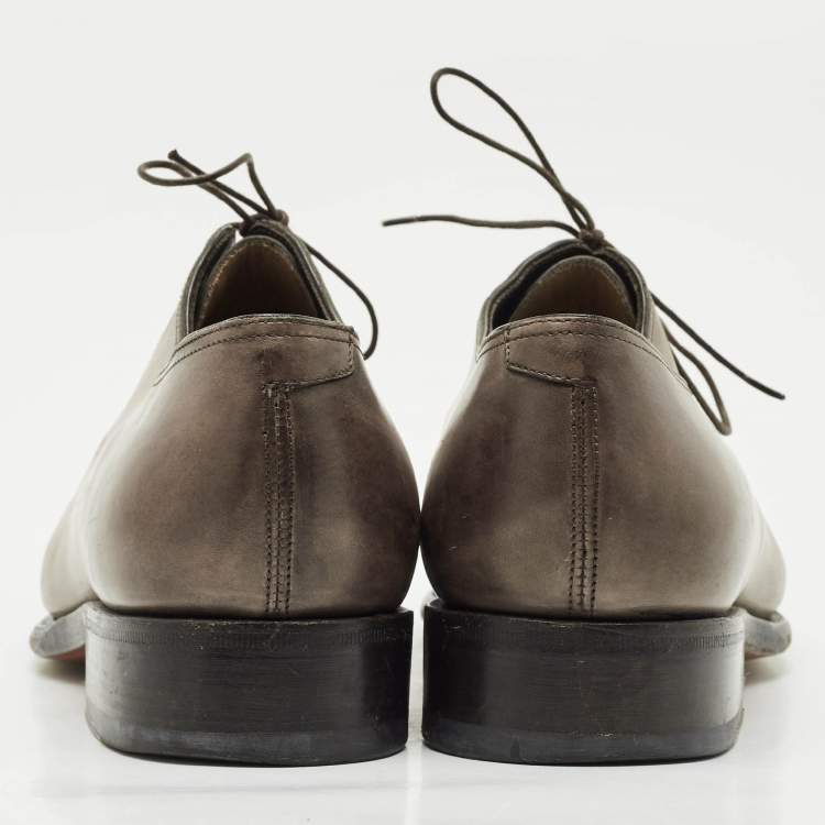 Pre Owned Santoni Beige/Brown Ombre Leather Lace Up Oxfords Size 41.5