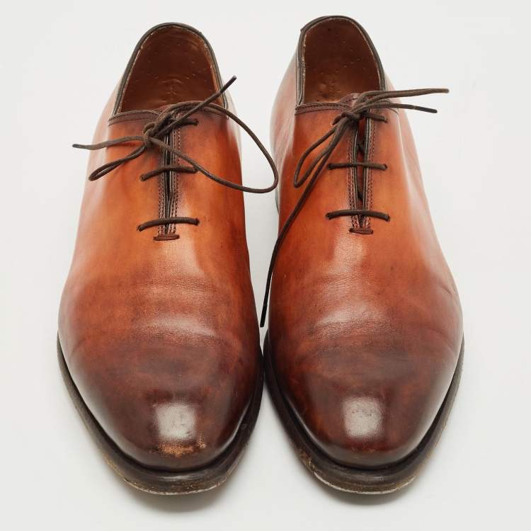 Pre Owned Santoni Ombre Brown Leather Lace Oxfords Size 41.5