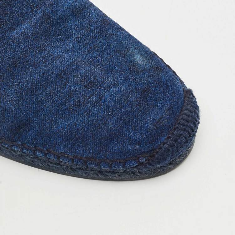 مملوكة مسبقًا Santoni Blue Denim Slip On Espadrille Flats Size 44