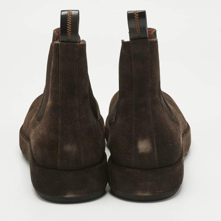 Pre Owned Santoni Brown Suede Kahverengi Ankle Boots Size 43.5
