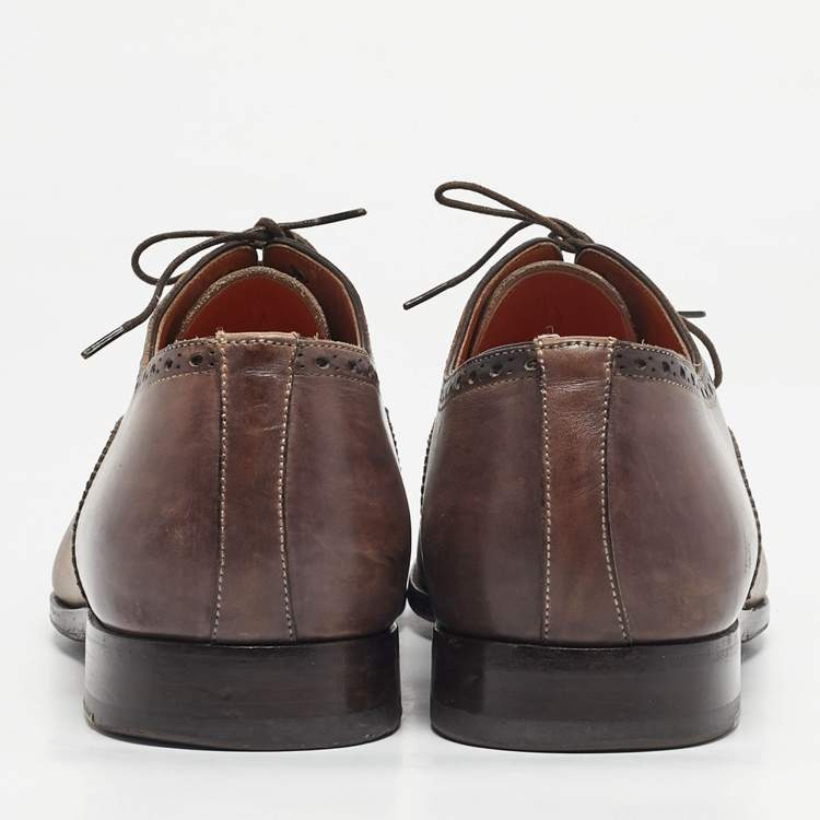 Pre Owned Santoni Brown Leather Brogues  Lace Up Oxford Size 43