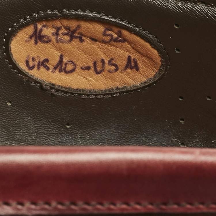 Pre Owned Santoni Burgundy Leather Penny Slip On Loafers Size 44