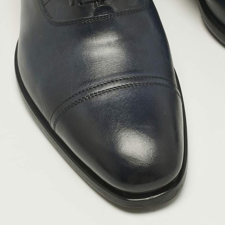 Pre Owned حذاء أكسفورد سانتوني جلد كودييير أزرق كحلي مقاس 41