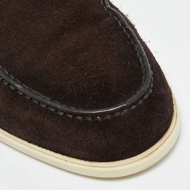 Pre Owned Santoni Almond Size 43 Brown Suede Penny Loafers