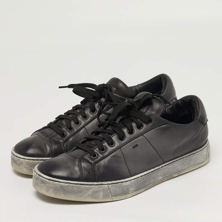 Pre Owned Santoni Size 42 Two Tone Leather Lace Up Sneakers