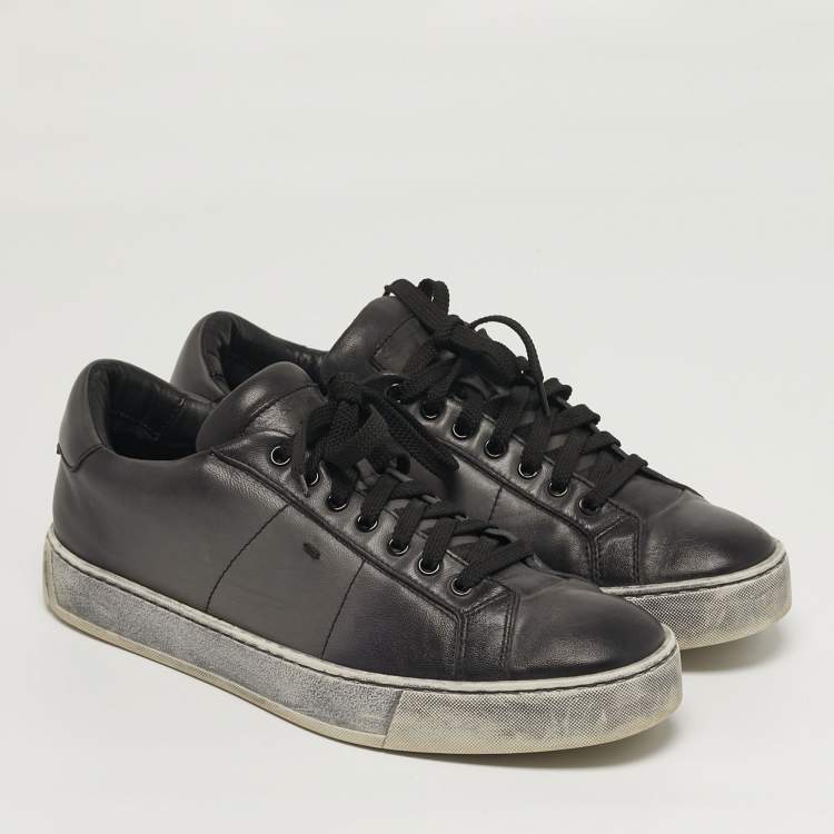 Pre Owned Santoni Size 42 Two Tone Leather Lace Up Sneakers