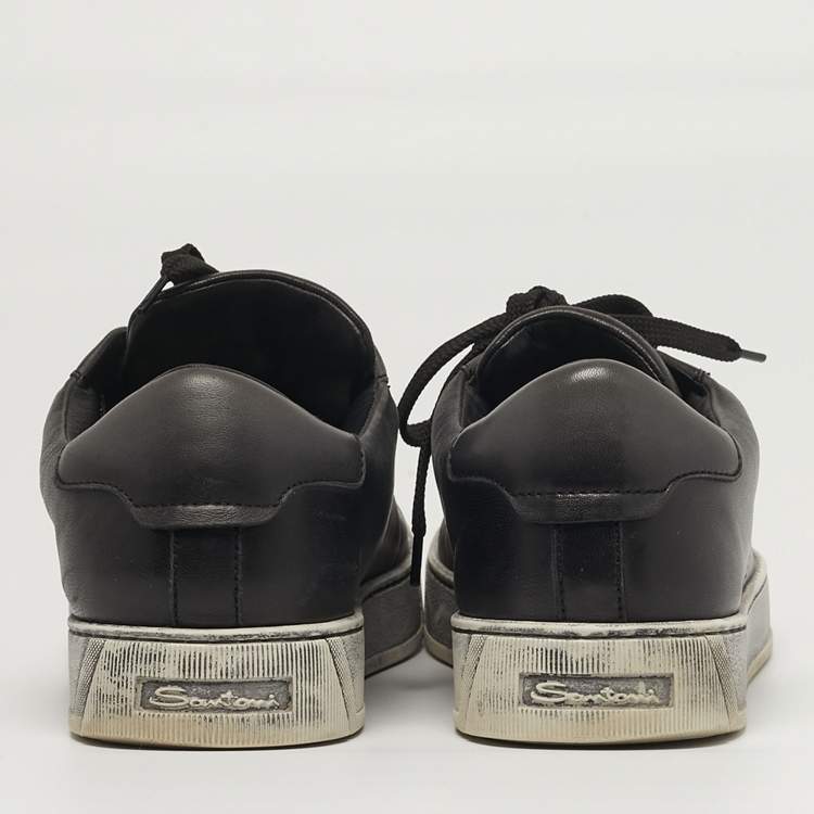 Pre Owned Santoni Size 42 Two Tone Leather Lace Up Sneakers