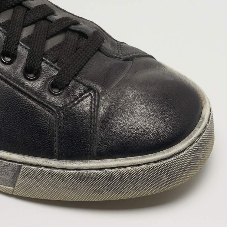 Pre Owned Santoni Size 42 Two Tone Leather Lace Up Sneakers