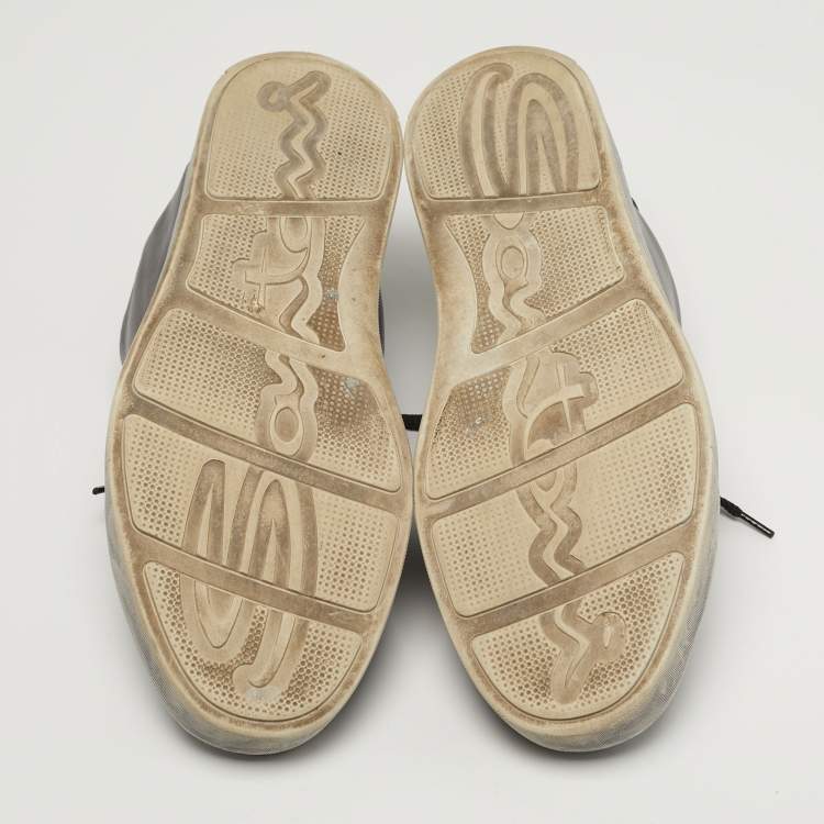 Pre Owned Santoni Size 42 Two Tone Leather Lace Up Sneakers