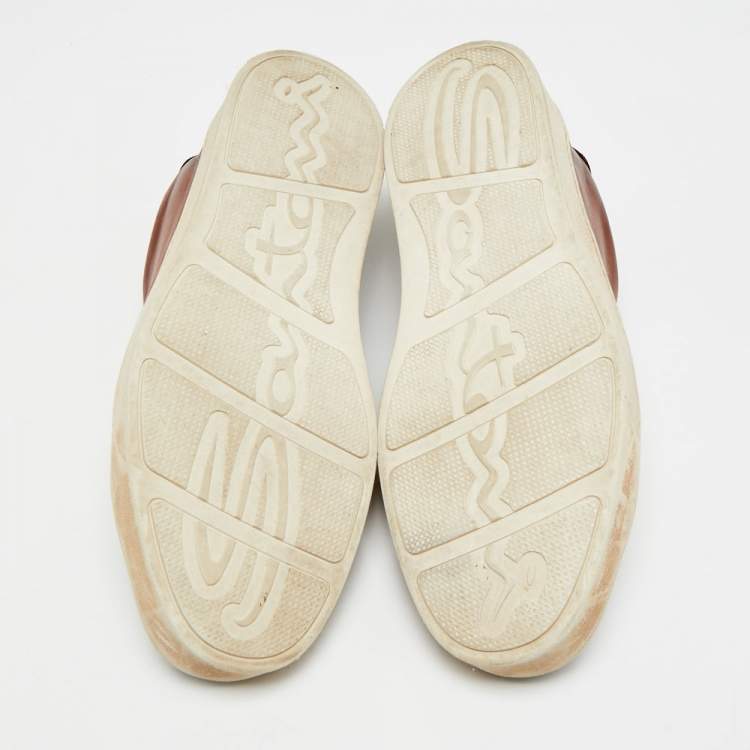 Pre Owned Santoni Size 42 Brown Leather Lace Up Sneakers