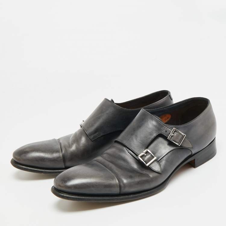 Pre Owned Santoni Size 45 Two Tone Leather Double Flap