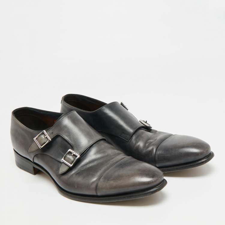 Pre Owned Santoni Size 45 Two Tone Leather Double Flap