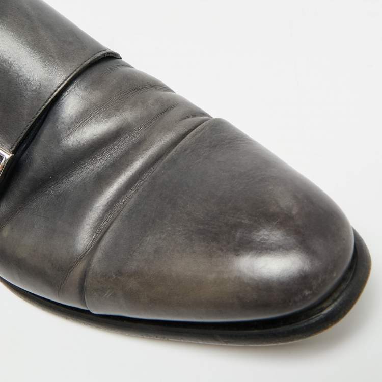 Pre Owned Santoni Size 45 Two Tone Leather Double Flap