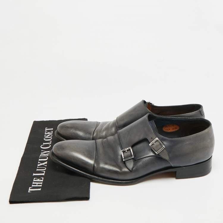 Pre Owned Santoni Size 45 Two Tone Leather Double Flap