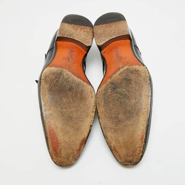 Pre Owned Santoni Size 45 Two Tone Leather Double Flap