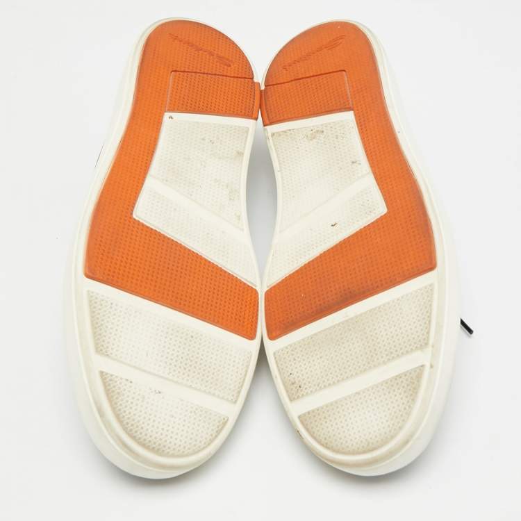 Pre Owned Santoni Size 42 Black Leather Low Top Sneakers