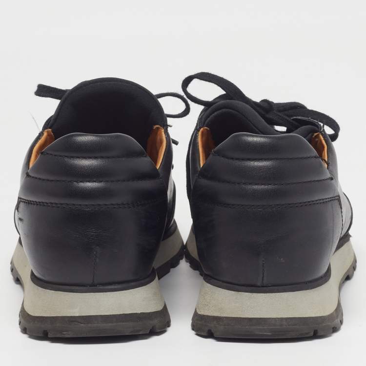 Pre Owned Santoni Size 40 Black Leather Low Top Sneakers