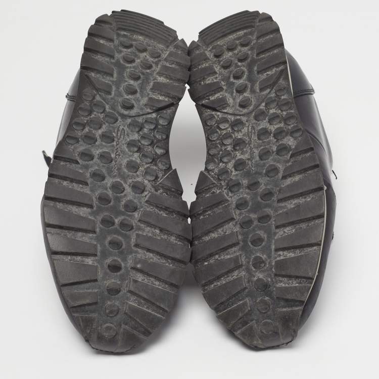 Pre Owned Santoni Size 40 Black Leather Low Top Sneakers