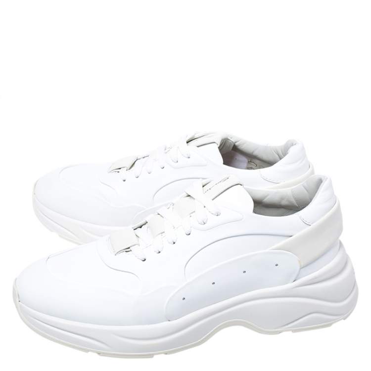 Pre Owned Santoni White Leather Low Top Sneakers Size 41