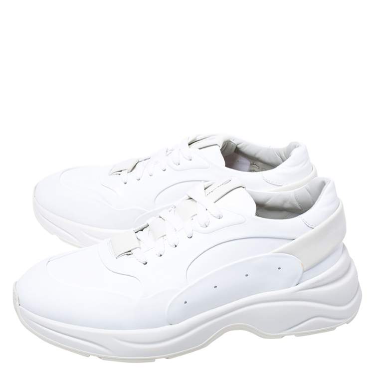 Pre Owned Santoni White Leather Low Top Sneakers Size 42