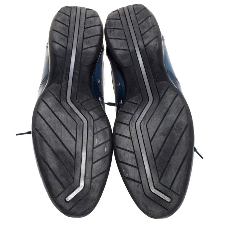 مملوكة مسبقًا Santoni Ombre Blue Leather Low Top Sneakers Size 43.5