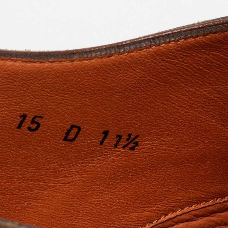 Pre Owned Santoni  Brown Leather Lace Up Derby Size 45.5