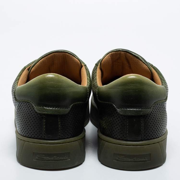 Pre Owned Santoni Two Tone Perforated Leather Low Top Sneakers Size 42
