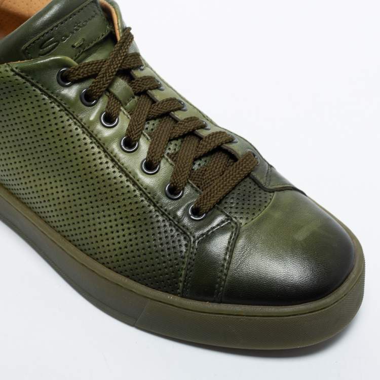 Pre Owned Santoni Two Tone Perforated Leather Low Top Sneakers Size 42
