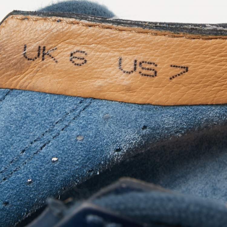Pre Owned Santoni Blue Leather Low Top Sneakers Size 40