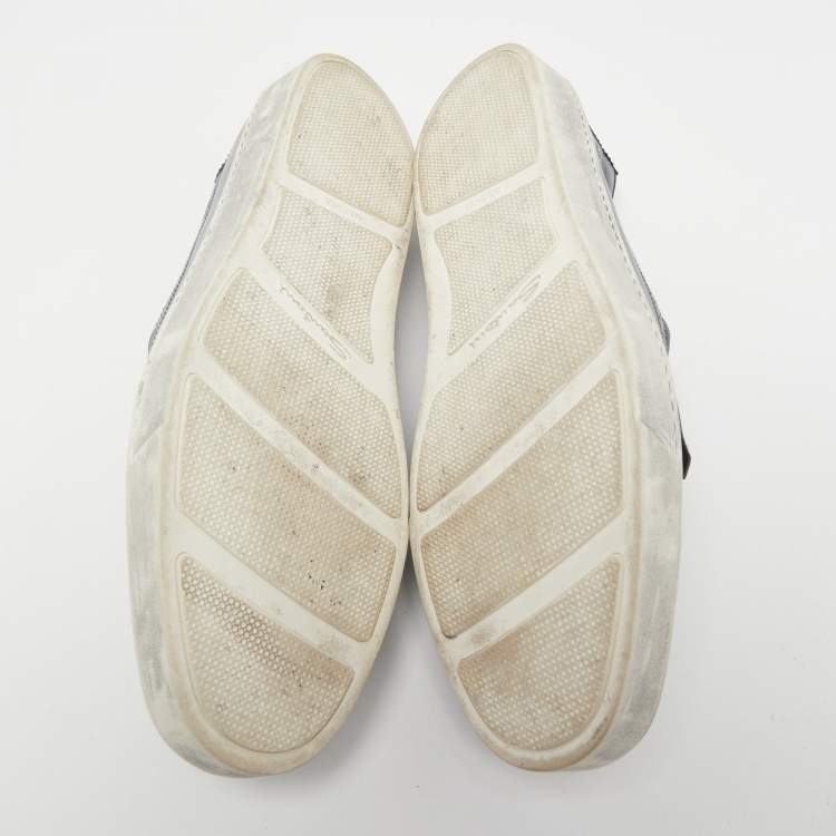 Pre Owned Santoni Two Tone Brogue Leather Tassel Slip On Sneakers Size 46