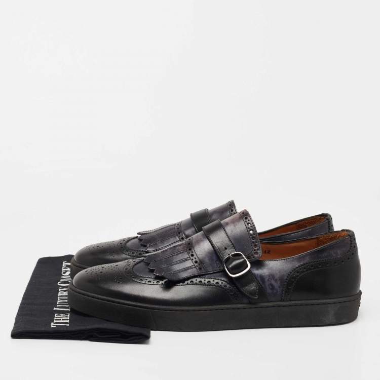 Pre Owned Santoni Two Tone Leather Loafer Sneakers Size 46