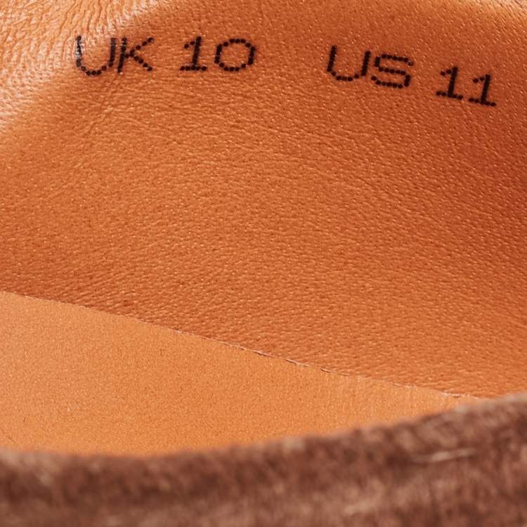 Pre Owned Santoni Brown Suede Slip On Loafers Size 44