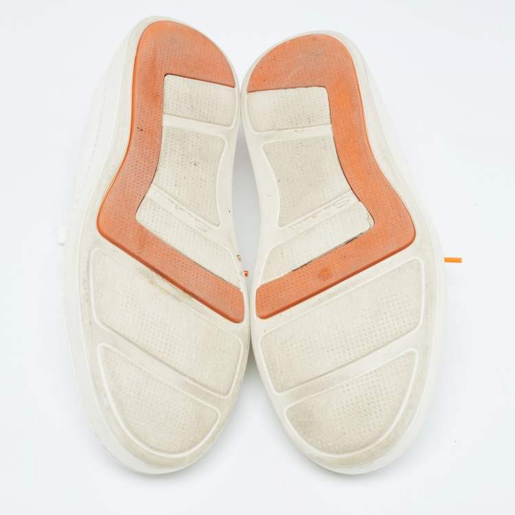 Pre Owned Santoni White Leather Low Top  Sneakers Size 42.5 