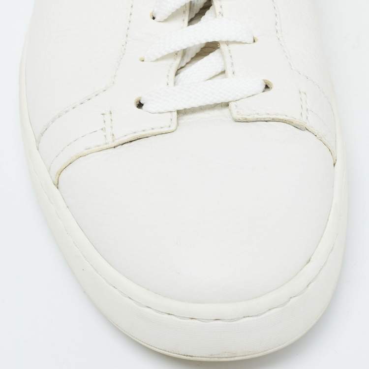 Pre Owned Santoni White Leather Low Top  Sneakers Size 42.5 