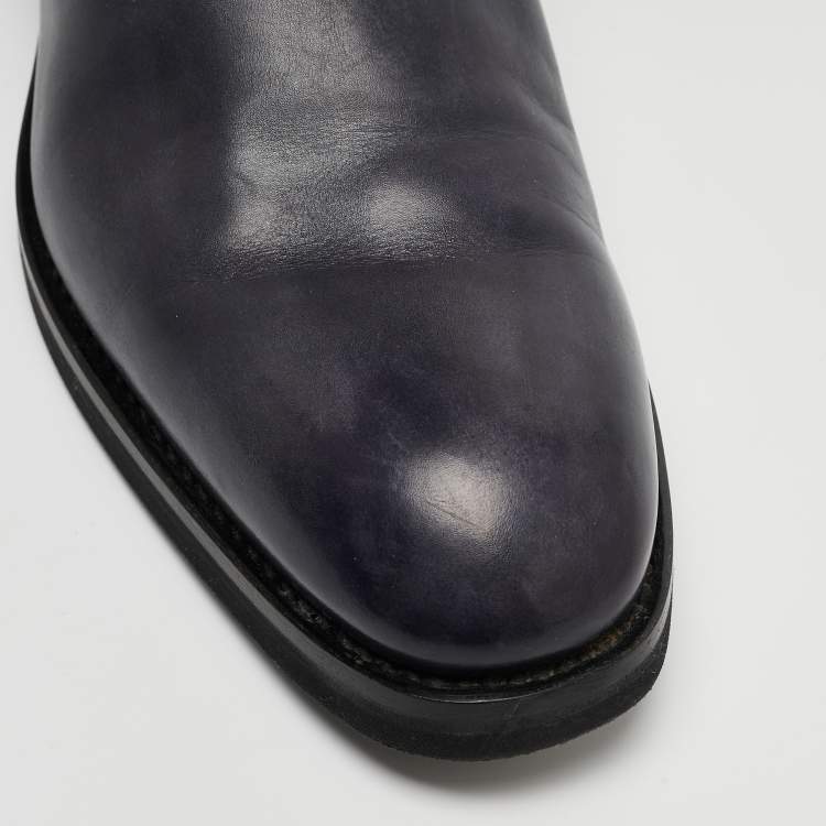 Pre Owned Santoni Two Tone Nubuck and Leather Midcalf Boots Size 44