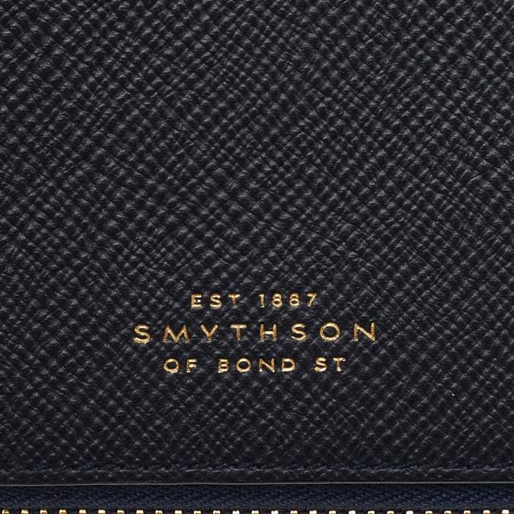 Pre Owned Smythson Blue Leather Notebook Writing Zip Organizer 