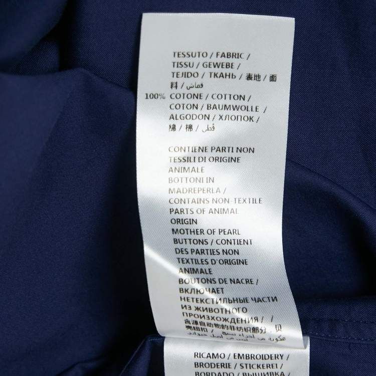Pre Owned Stella McCartney Navy Blue Swallows Embroidered Cotton Shirt M