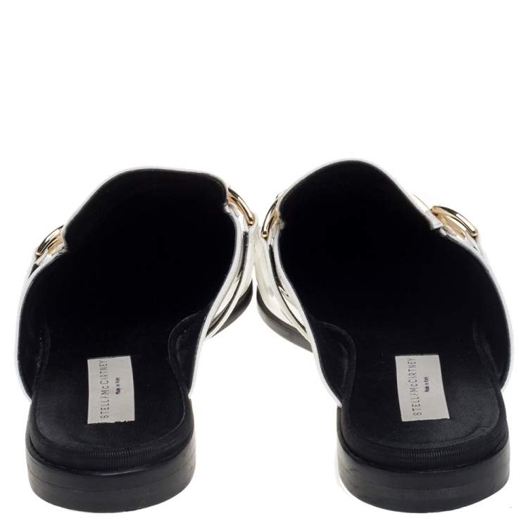 Pre Owned Stella McCartney White Faux Leather Holzer Slip On Loafers Size 41