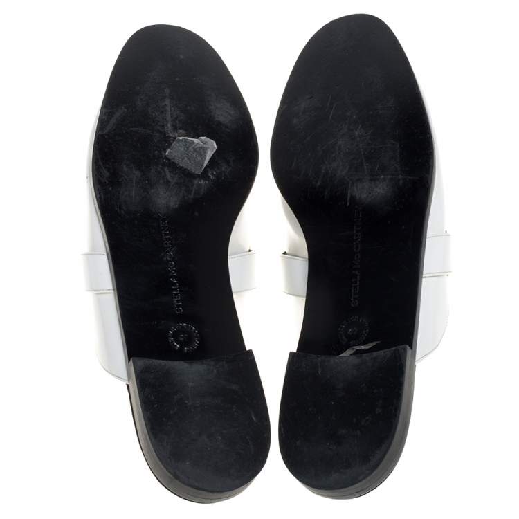 Pre Owned Stella McCartney White Faux Leather Holzer Slip On Loafers Size 41