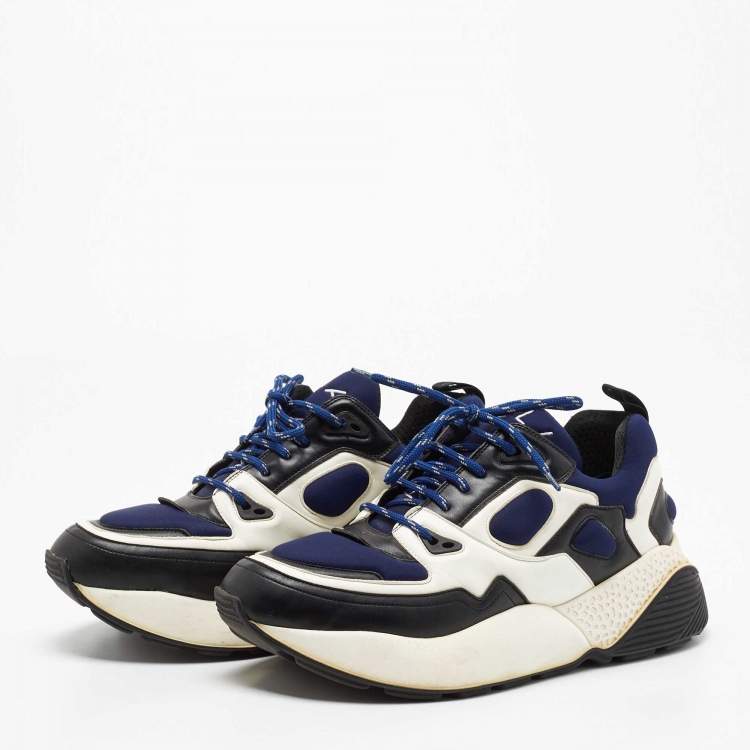 Stella McCartney Blue faux Leather and Fabric chunky Sneakers Size ...