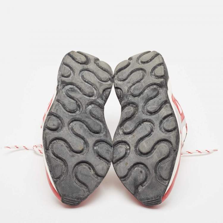 Pre Owned Stella McCartney Red/White Faux Leather and Faux Suede Trainers Sneakers Size 40