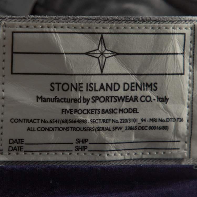 Pre Owned Stone Island Pale Grey Denim New Steel Narrow Leg Jeans XXL