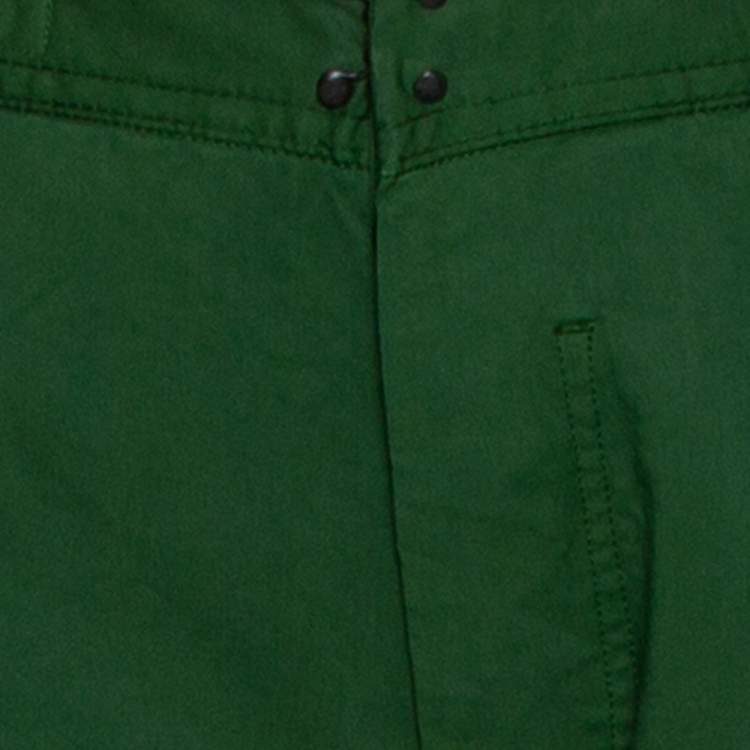 Pre Owned Stone Island Green Stretch Cotton Regular Fit Trousers L