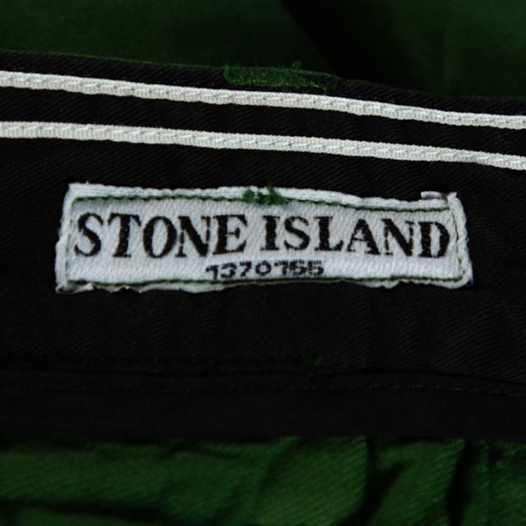 Pre Owned Stone Island Green Stretch Cotton Regular Fit Trousers L