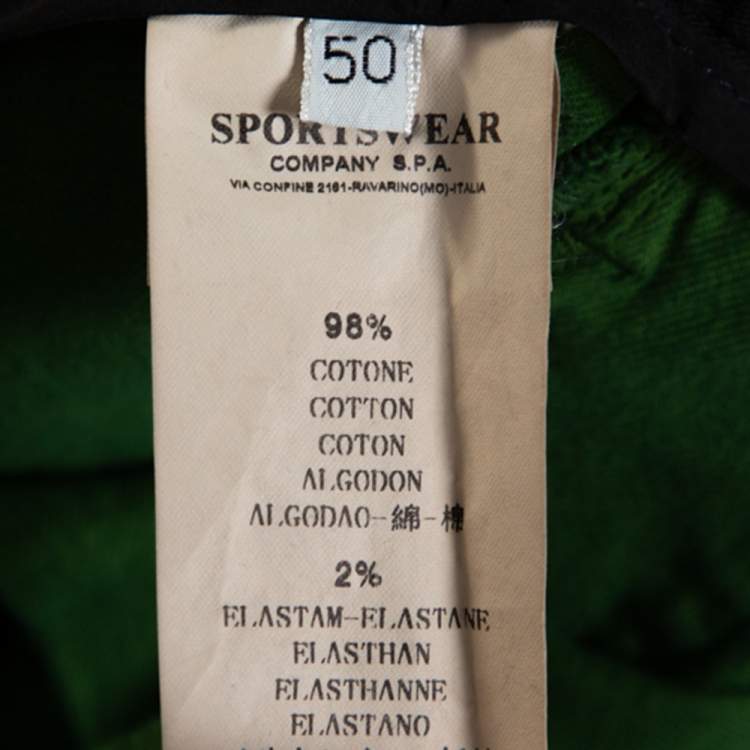 Pre Owned Stone Island Green Stretch Cotton Regular Fit Trousers L