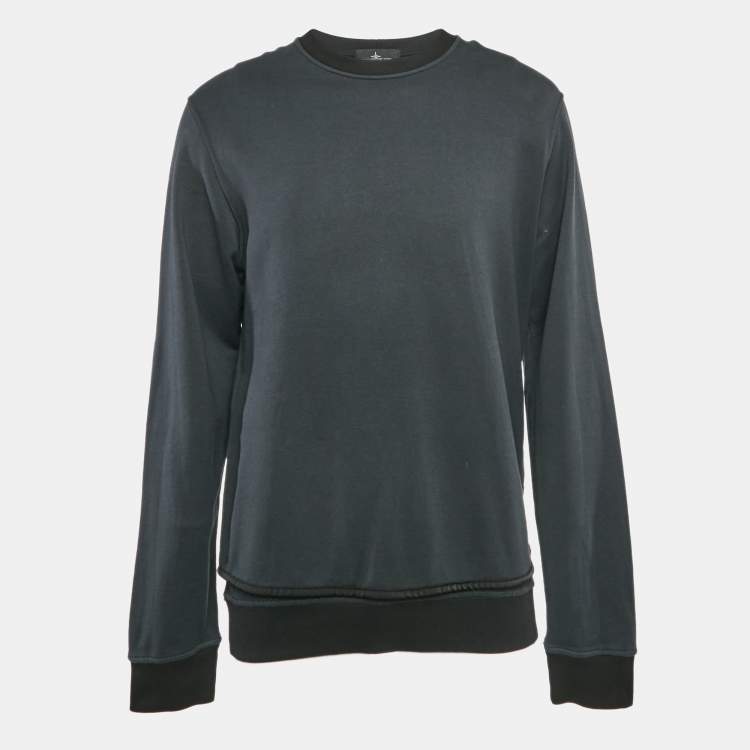 Pre Owned Stone Island Black  Printed Cotton Crew Neck Sweatshirt L